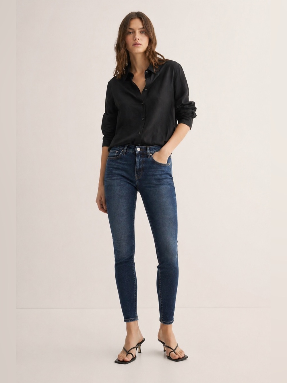 Mango Soho High Rise Skinny Jeans Blue Size US 10 Stretch Denim